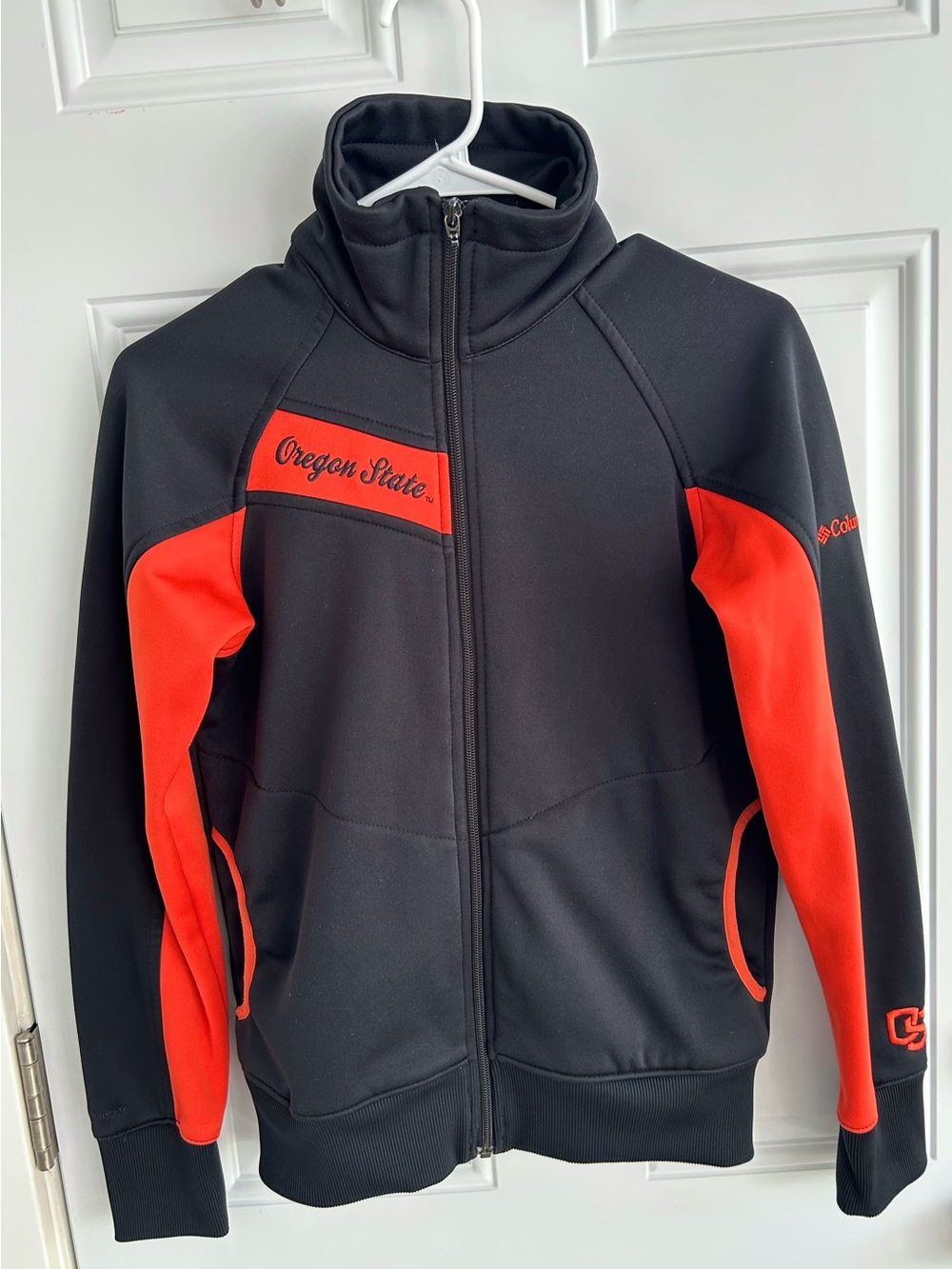 Columbia /Oregon State Beavers Black & Orange Athletic Zipper Jacket Wm Sz Small